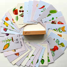 Load image into Gallery viewer, 30 Chinese Flash Cards – 30 Durable, Coated Mandarin Flashcards: Fruits Veggies Pinyin | Montessori Learning Chinese.